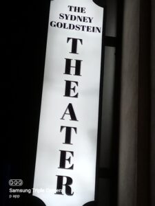The Sydney Goldstein (long time producer of city arts and lectures) Theater, San Francisco. Projecting sign can Internal illuminated with LED bulbs