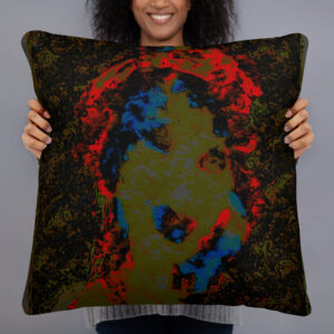 Woman in green pillow