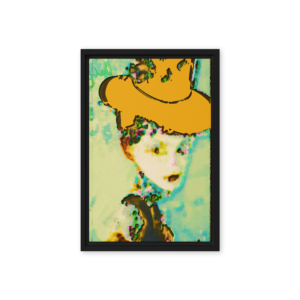 woman in tattered hat
