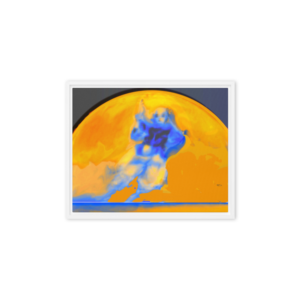Clown over orange moon