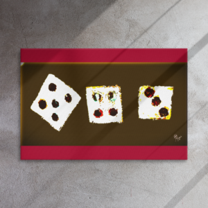 dice on brown felt
